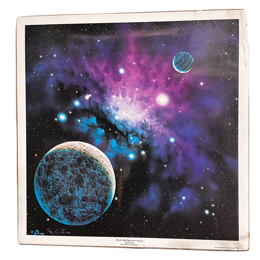 1988 Limited Edition Signed by Kim Paul Poor Cosmic Nebula Wall Art Print Purple